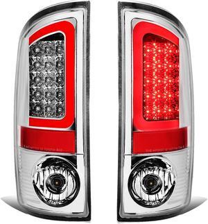 DNA Motoring TL-DRAM05-LED-RD3D-CH-CL For 2002 to 2006 Dodge Ram 3rd Gen Pair of Red 3D LED Bar Chrome Housing Clear Lens Brake Tail Lights 03 04 05