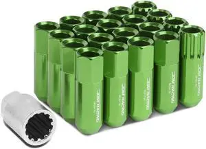 DNA Motoring LN-ZTL-9023-15-GN 16-Piece M12 x 1.5 Aluminum Alloy Wheel Lug Nuts + 4 x Lock Nut + 1 x Lock Nut Key (Green)
