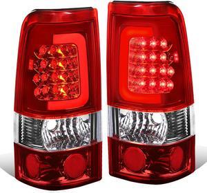 DNA Motoring TL-CSIL99-LED-RD3D-CH-RD For 1999 to 2003 Chevy Silverado / GMC Sierra Pair of 3D LED Tail Brake Lights (Chrome Housing Red Lens) 00 01 02