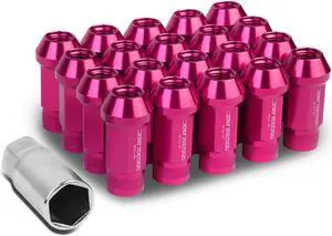 DNA Motoring LN-ZTL-9026-15-PK 20-Piece M12 x 1.5 Aluminum Alloy Wheel Lug Nuts +1 X Deep Drive Extension (Pink)