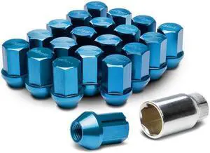 DNA Motoring LN-S125-BL 16 ANODIZED WHEEL/RIM LUG NUT 12X1.25 W/LOCK FOR 350Z 370Z 240SX IMPREZA BLUE