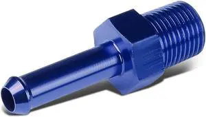 DNA Motoring FT-1-9003-04-BL 1/8" NPT MALE STRAIGHT TO 1/4" HOSE PORT NIPPLE BLUE ALUMINUM FINISH ADAPTER