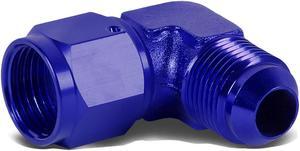DNA Motoring FT-1-9008-10-BL 10AN AN-10 3/4" Male Female 90 Degree Bulkhead Flare Aluminum Finish Fitting (Blue)