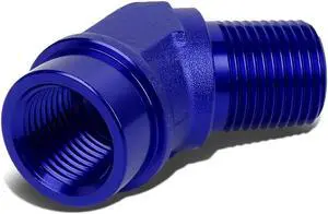 DNA Motoring FT-1-9017-06-BL 3/8" NPT Male 45 Degree to 3/8" Female Hose Port Aluminum Finish Adapter (Blue)