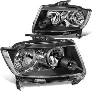 DNA Motoring HL-OH-JGC11-BK-CL1 For 2011 to 2013 Jeep Grand Cherokee WK2 Pair Black Housing Clear Side Headlight Headlamps 12 Left + Right