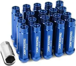 DNA Motoring LN-ZTL-9014-15-BL 20-Piece M12 x 1.5 Aluminum Alloy Wheel Lug Nuts + Deep Drive Extension (Blue)