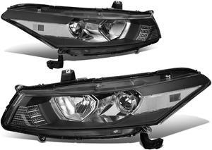 DNA Motoring HL-OH-HA082D-BK-CL1-T2 For 2008 to 2012 Honda Accord 2-Door Coupe Pair Black Housing Clear Corner Headlight / Headlamps 09 10 Left + Right