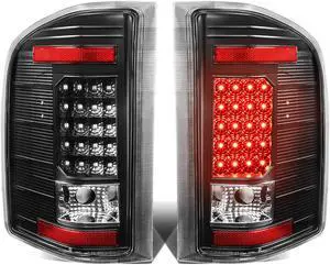 DNA Motoring TL-CSIL07-LED-BK-CL For 2007 to 2014 Chevy Silverado 1500 / 2500 / 3500 (HD) LED Tail Brake Brake Light / Lamps Black Housing Clear lens 08 09 10 11 12 13