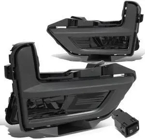 DNA Motoring FL-ZTL-279-SM For 2017 to 2018 Nissan Rogue Pair Front Driving Fog Light Lamp+Switch+Black Bezels Smoked Lens