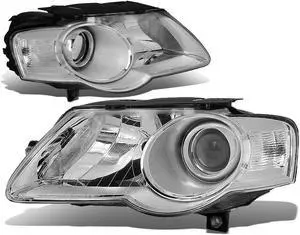 DNA Motoring HL-OH-VPA06-CH-CL1 For 2006 to 2010 Volkswagen VW Passat Pair Projector Headlight Chrome Housing Clear Side Headlamps 07 08 09 Left + Right