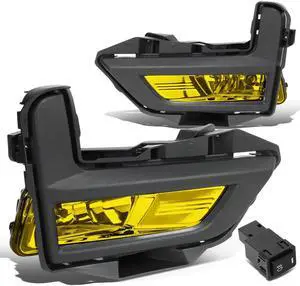 DNA Motoring FL-ZTL-279-AM For 2017 to 2018 Nissan Rogue Pair Front Driving Fog Light Lamp+Switch+Black Bezel Amber Lens