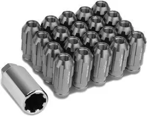 DNA Motoring LN-ZTL-9025-125-GM Open End Design 20-Piece M12 x 1.25 Aluminum Alloy Wheel Lug Nuts +1 X Deep Drive Extension (Gun Metal)