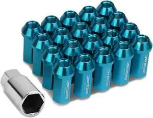DNA Motoring LN-ZTL-9019-125-LB 20-Piece M12 x 1.25 Aluminum Alloy Wheel Lug Nuts +1 X Deep Drive Extension (Light Blue)