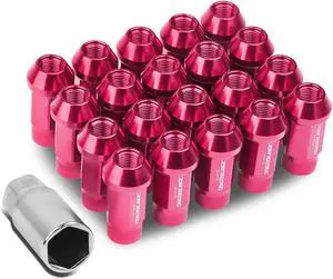 DNA Motoring LN-ZTL-9026-125-PK 20-Piece M12 x 1.25 Aluminum Alloy Wheel Lug Nuts +1 X Deep Drive Extension (Pink)