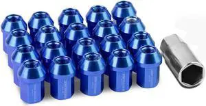 DNA Motoring LN-ZTL-9018-15-BL 20-Piece M12 x 1.5 Aluminum Alloy Wheel Lug Nuts + Deep Drive Extension (Blue)