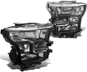 DNA Motoring HL-OH-F15015-BK-CL1 For 2015 to 2017 Ford F150 13th Gen OE Style Headlight Black Housing Clear Side Headlamp 16 Left + Right