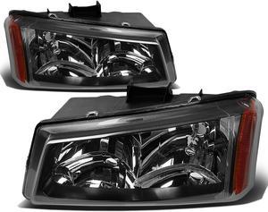 DNA Motoring HL-OH-CS03-2P-BK-AM For 2003 to 2006 Chevy Silverado Avalanche 1st Gen Headlight Black Housing Amber Corner Headlmap 04 05 Left + Right
