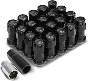 DNA Motoring LN-ZTL-9016-15-GM M12 x 1.5 Closed End 16PC Aluminum Alloy Wheel Lug Nuts + 4 x Lock Nut + 1 x Key (Gun Metal Accents / Black Body)
