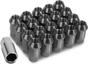 DNA Motoring LN-ZTL-9021-15-GM M12 x 1.5 Open End 20-Piece Aluminum Alloy Wheel Lug Nuts + Deep Drive Extension (Gun Metal)