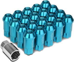 DNA Motoring LN-ZTL-9024-15-LB Open End Design 20-Piece M12 x 1.5 Aluminum Alloy Wheel Lug Nuts +1 X Deep Drive Extension (Light Blue)