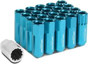 DNA Motoring LN-ZTL-9023-15-LB 16-Piece M12 x 1.5 Aluminum Alloy Wheel Lug Nuts + 4 x Lock Nut + 1 x Lock Nut Key (Light Blue)