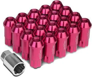 DNA Motoring LN-ZTL-9024-125-PK Open Ended Style 20-Piece M12 x 1.25 Aluminum Alloy Wheel Lug Nuts +1 X Deep Drive Extension (Pink)