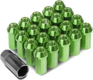 DNA Motoring LN-ZTL-9019-15-GN 20-Piece M12 x 1.5 Aluminum Alloy Wheel Lug Nuts + Deep Drive Extension (Green)