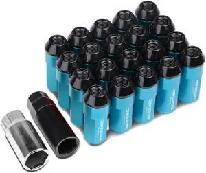 DNA Motoring LN-ZTL-9027-15-LB 20-Piece M12 x 1.5 Aluminum Alloy Wheel Lug Nuts + 2 X Deep Drive Extension (Light Blue)