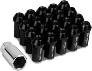 DNA Motoring LN-ZTL-9019-125-BK 20-Piece M12 x 1.25 Aluminum Alloy Wheel Lug Nuts +1 X Deep Drive Extension (Black)