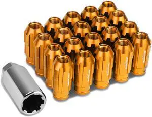 DNA Motoring LN-ZTL-9025-15-OR Open End Design 20-Piece M12 x 1.5 Aluminum Alloy Wheel Lug Nuts + Deep Drive Extension (Orange)