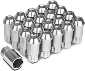 DNA Motoring LN-ZTL-9024-15-SL Open End Design 20-Piece M12 x 1.5 Aluminum Alloy Wheel Lug Nuts +1 X Deep Drive Extension (Silver)