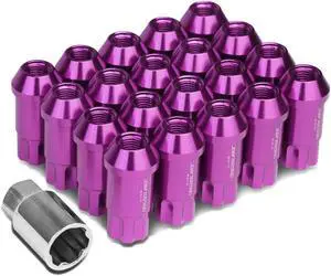 DNA Motoring LN-ZTL-9024-15-PP Open End Design 20-Piece M12 x 1.5 Aluminum Alloy Wheel Lug Nuts +1 X Deep Drive Extension (Purple)