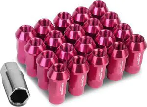 DNA Motoring LN-ZTL-9021-15-PK M12 x 1.5 Open End 20-Piece Aluminum Alloy Wheel Lug Nuts + Deep Drive Extension (Pink)