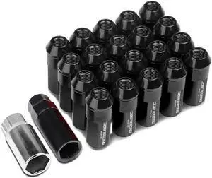 DNA Motoring LN-ZTL-9027-15-BK 20-Piece M12 x 1.5 Aluminum Alloy Wheel Lug Nuts + 2 X Deep Drive Extension (Black)