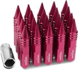 DNA Motoring LN-ZTL-9030-15-PK 20-Piece M12 x 1.5 Aluminum Alloy Wheel Lug Nuts + Deep Drive Extension (Pink)