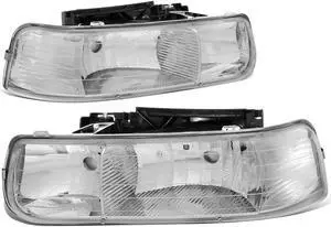 For 1999 to 2006 Chevy Silverado Tahoe Headlights Chrome Housing Headlamp - GMT800 00 01 02 03 04 05 Left + Right