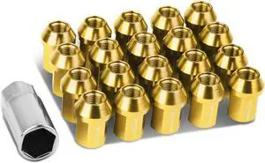 DNA Motoring LN-ZTL-9018-125-GD 20-Piece M12 x 1.25 Aluminum Alloy Wheel Lug Nuts + Deep Drive Extension (Gold)