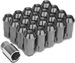 DNA Motoring LN-ZTL-9024-15-GM Open End Design 20-Piece M12 x 1.5 Aluminum Alloy Wheel Lug Nuts +1 X Deep Drive Extension (Gun Metal)