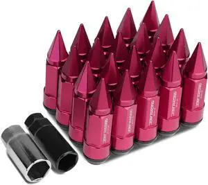 DNA Motoring LN-ZTL-9028-15-PK M12 x 1.5 Open / Closed End 20-Piece Aluminum Alloy Wheel Lug Nuts + Deep Drive Extension (Pink)
