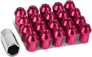DNA Motoring LN-ZTL-9018-125-PK 20-Piece M12 x 1.25 Aluminum Alloy Wheel Lug Nuts + Deep Drive Extension (Pink)