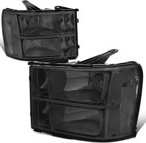 DNA Motoring HL-OH-GMCSIE07-SM-CL1 For 2007 to 2013 GMC Sierra 1500 2500HD 3500HD GMT 900 Smoked Housing Clear Corner Headlight Headlamp 08 09 10 11 12 Left + Right