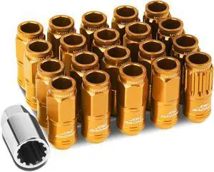 DNA Motoring LN-ZTL-9015-125-OR 16-Piece M12 x 1.25 Aluminum Alloy Wheel Lug Nuts + 4 x Lock Nut + 1 x Lock Nut Key (Orange)