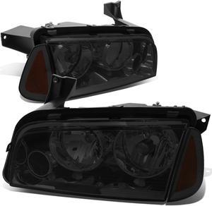 DNA Motoring HL-OH-CHA05-4P-SM-AM For 2006 to 2010 Charger LX 4pcs Smoked Housing Clear Lens Headlight+Amber Corner Signal Lamp 07 08 09 Left + Right
