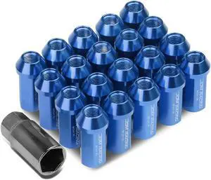 DNA Motoring LN-ZTL-9019-15-BL 20-Piece M12 x 1.5 Aluminum Alloy Wheel Lug Nuts + Deep Drive Extension (Blue)
