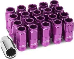 DNA Motoring LN-ZTL-9015-125-PP 16-Piece M12 x 1.25 Aluminum Alloy Wheel Lug Nuts + 4 x Lock Nut + 1 x Lock Nut Key (Purple)