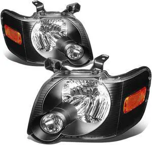 DNA Motoring HL-OH-FEXP06-BK-AM For 2006 to 2010 Ford Explorer Sport Trac U251 Pair Headlight Black Housing Amber Side 07 08 09 Left + Right