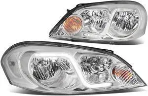 DNA Motoring HL-LB-CI06-CH-CL1 For 2006 to 2016 Chevy Monte Carlo Impala Limited LED DRL Light Bar Headlight Chrome Housing Clear Corner Headlamp 07 08 09 10 11 12 13 14 15