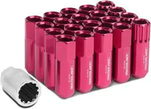 DNA Motoring LN-ZTL-9023-15-PK 16-Piece M12 x 1.5 Aluminum Alloy Wheel Lug Nuts + 4 x Lock Nut + 1 x Lock Nut Key (Pink)