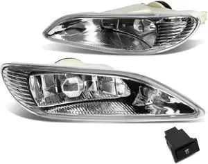 DNA Motoring FL-ZTL-139-CH For 2002 to 2008 Toyota Camry / Corolla Pair Bumper Driving Fog Lights + Wiring Kit + Switch (Clear Lens) 03 04 05 06 07