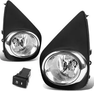 DNA Motoring FL-ZTL-171-CH For 2015 to 2016 Toyota Yaris XP130 Hatchback Pair Bumper Fog Light Lamp+Switch Clear Lens